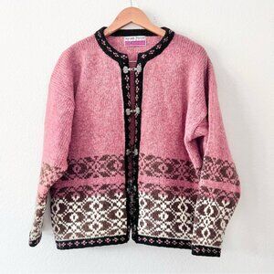 Vintage Susan Fosse Norway 100% Wool Pink Sweater Sz M/L